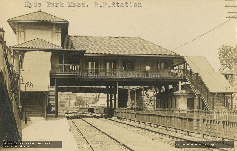Postcard: New Railroad Station, Hyde Park, Massachusetts